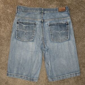 Vintage Y2k Urban Pipeline Baggy Blue Jean Shorts Jorts Size 33 Embroidered